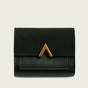 🆕 Metal V-cut Fold Over Black Wallet Purse 👛